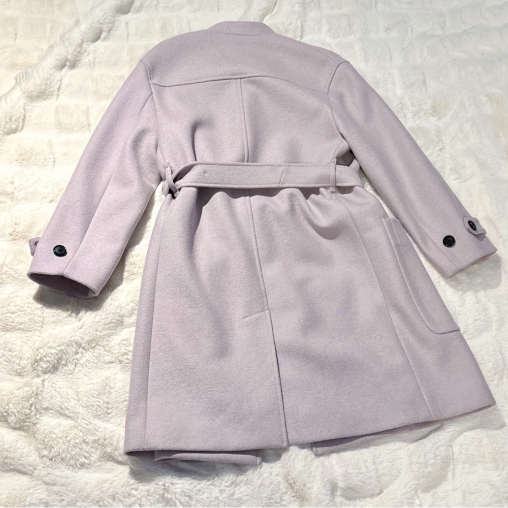 Burberry Wool Wrap Coat in Pale Orchid - Picture 5 of 16